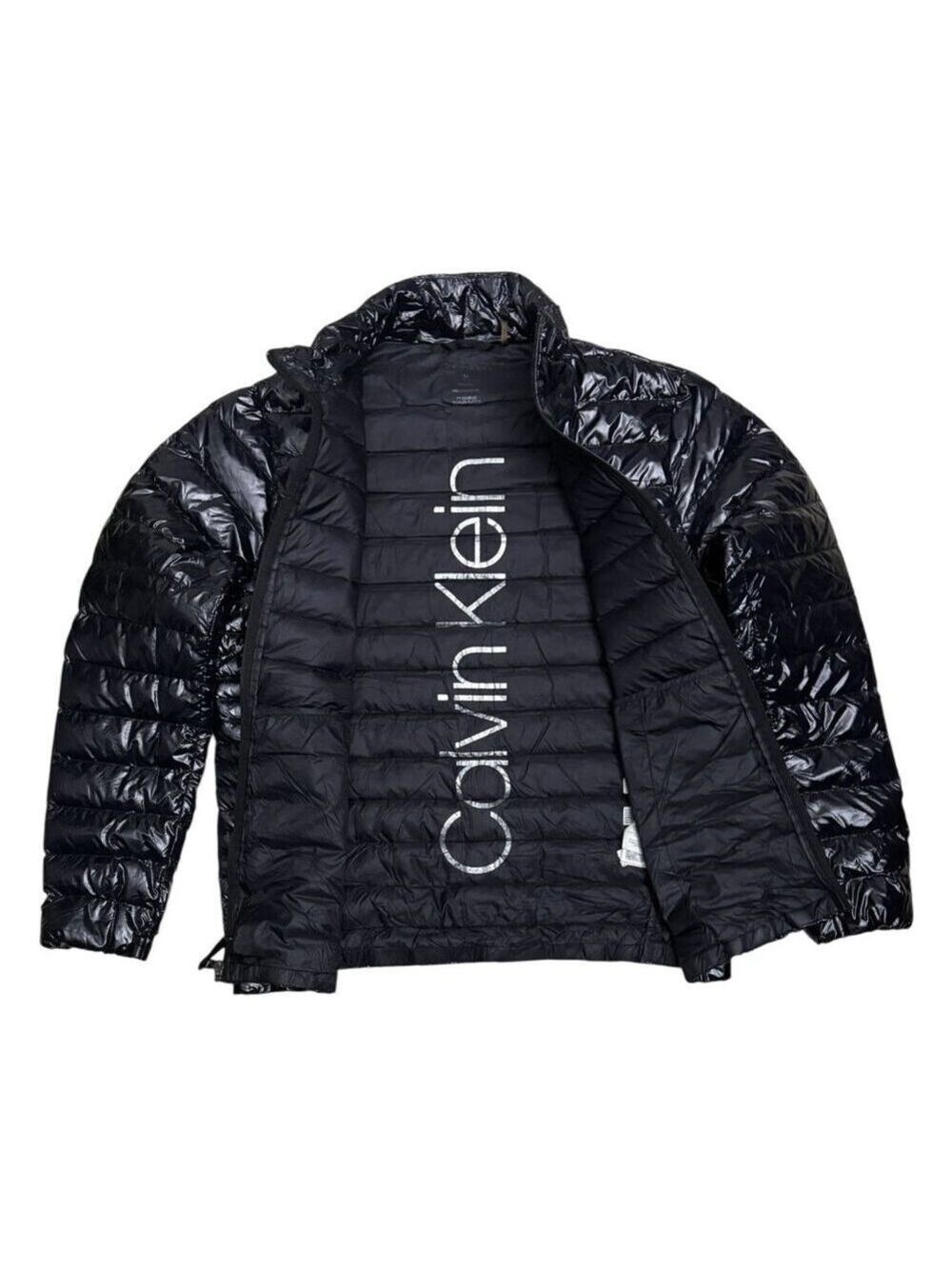 CALVIN KLEIN Premium Down Fill Shiny Winter Puffer Parka Jacket Coat Mens Medium - Picture 2 of 8
